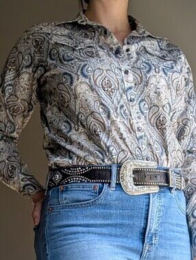 Ariat Button Down Long Sleeve Karla Shirt Glacier Blue - Paisley